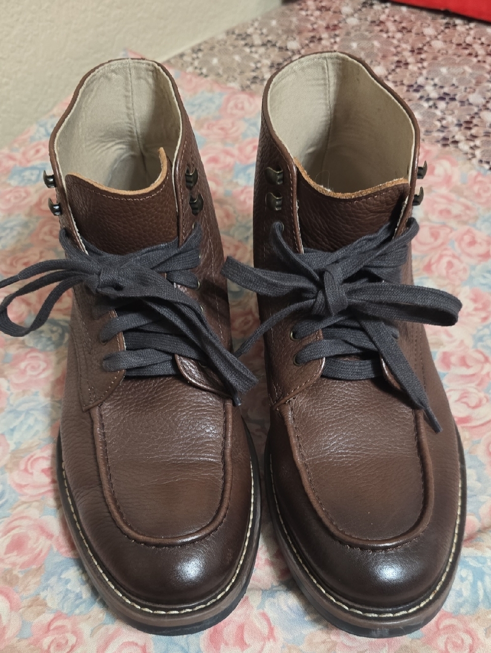 Men's Brown Leather Lace-Up Boots - Classic Workwear Style